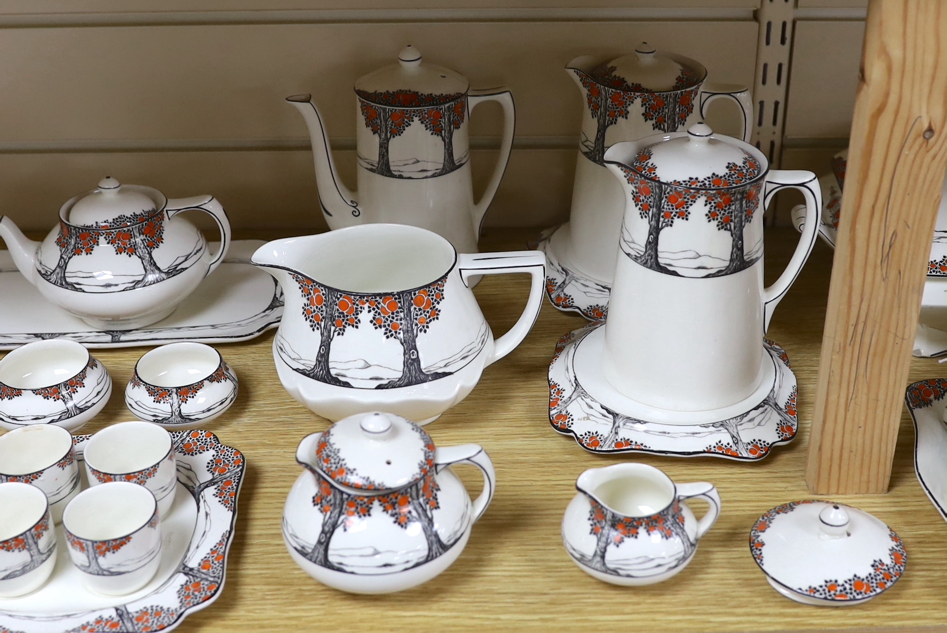 A large quantity of Crown Ducal Orange Tree pattern tea, coffee and dinner wares
